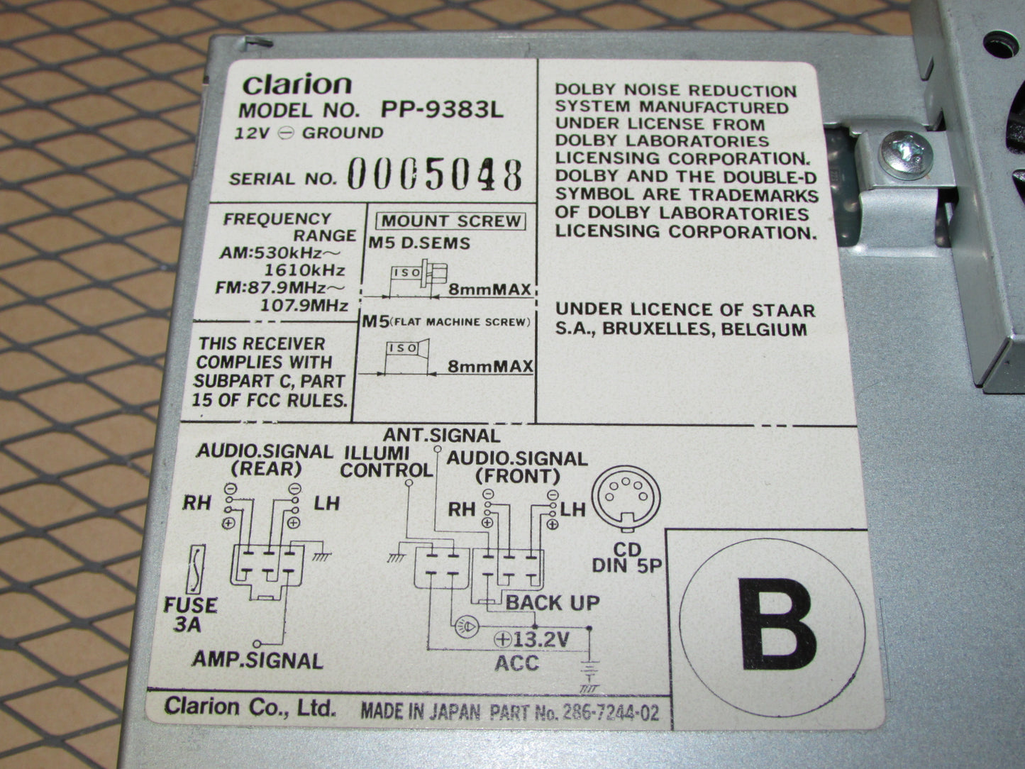 90 Nissan 300zx OEM Bose Stereo Radio Cassette Player PP-9383L